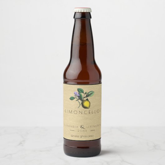 Limoncello kleine fles label bruiloft gunst | bier etiket (Voorkant)