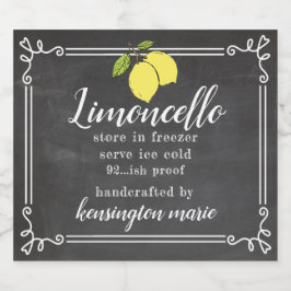 Limoncello krijt look drank flesje label | likeurfles etiket