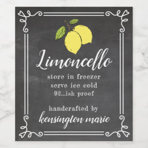 Limoncello Krijt Uitzicht Hoge Fles Etiket Thuis