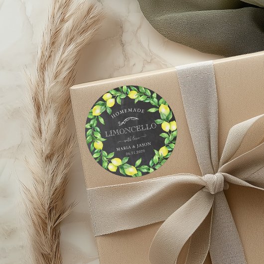 Limoncello krijtbord Monogram Favor Ronde Sticker