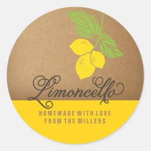 Limoncello Label, 1,5-inch ronde citroensticker Ronde Sticker
