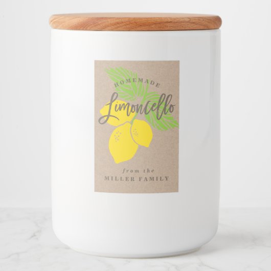 Limoncello Label, Kleine fles, mini-fles Voedselcontainer Etiket (Voorkant)