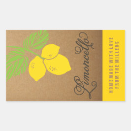 Limoncello Label, kleine rechthoek citroen sticker