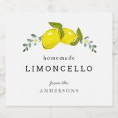 Limoncello Lemon Floral White Likeurfles Etiket (Enkel label)