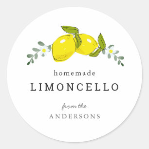 Limoncello Lemon Floral White Ronde Sticker