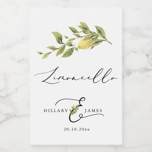 Limoncello Lemon Sorrento Bruiloft Favor Label Wijn Etiket (Enkel label)