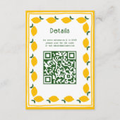 Limoncello Lemonade Aangepaste QR Bruidsdiner Informatiekaartje (Voorkant)