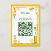 Limoncello Lemonade Aangepaste QR Bruidsdiner Informatiekaartje (Voorkant)