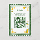 Limoncello Lemonade Aangepaste QR Bruidsdiner Informatiekaartje (Voorkant)