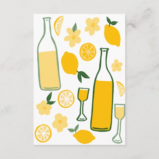 Limoncello Lemonade Aangepaste QR Bruidsdiner Informatiekaartje (Achterkant)