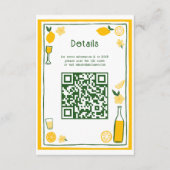 Limoncello Lemonade Aangepaste QR Bruidsdiner Informatiekaartje (Voorkant)