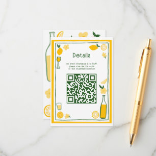 Limoncello Lemonade Aangepaste QR Bruidsdiner Informatiekaartje