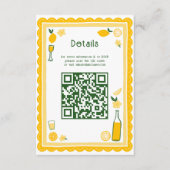 Limoncello Lemonade Aangepaste QR Bruidsdouche Informatiekaartje (Voorkant)