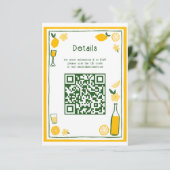 Limoncello Lemonade Aangepaste QR Bruidsfeest Informatiekaartje (Staand voorkant)