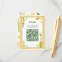 Limoncello Lemonade Aangepaste QR Bruidsmeisjesfee Informatiekaartje