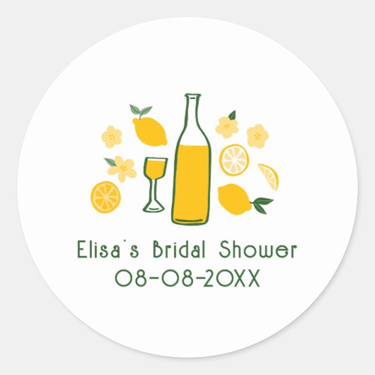 Limoncello Lemonade Citroen Persoonlijke Bruidsdou Ronde Sticker (Voorkant)