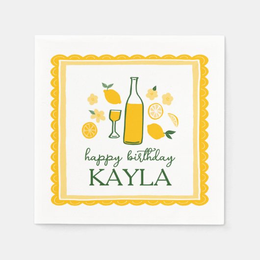 Limoncello Lemonade Citroen VERJAARDAG op Maat Servet (Voorkant)