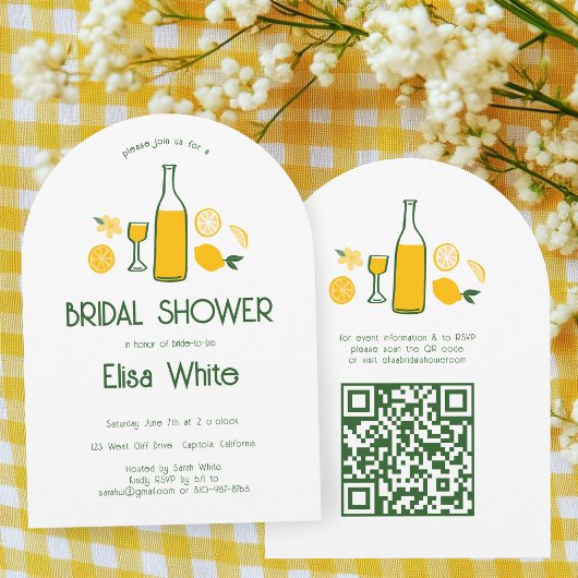 Limoncello Lemonade CUSTOM QR Arch Vrijgezellenfee Kaart
