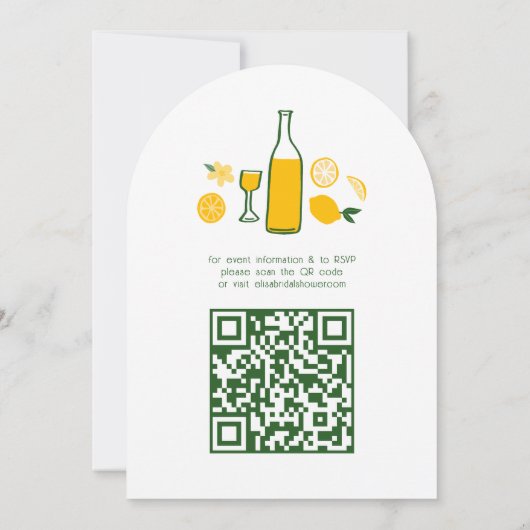 Limoncello Lemonade CUSTOM QR Arch Vrijgezellenfee Kaart (Achterkant)