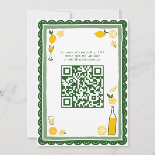 Limoncello Lemonade CUSTOM QR Vrijgezellenfeest Kaart (Achterkant)