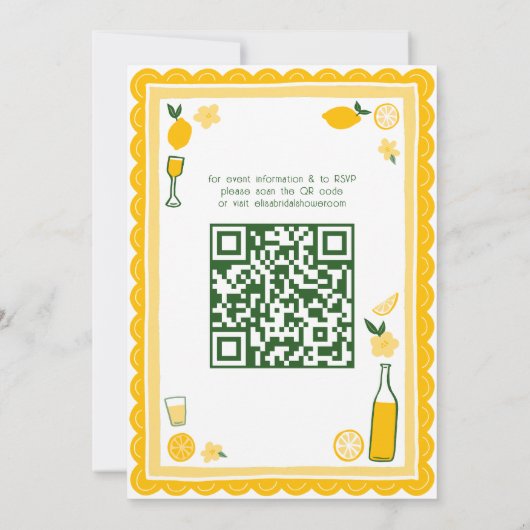 Limoncello Lemonade CUSTOM QR Vrijgezellenfeest Kaart (Achterkant)