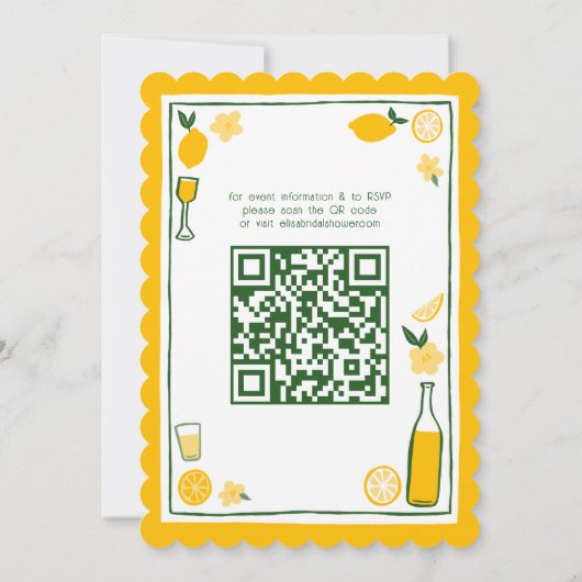 Limoncello Lemonade CUSTOM QR Vrijgezellenfeest Kaart (Achterkant)