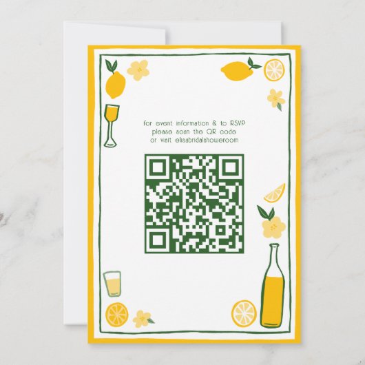 Limoncello Lemonade CUSTOM QR Vrijgezellenfeest Kaart (Achterkant)