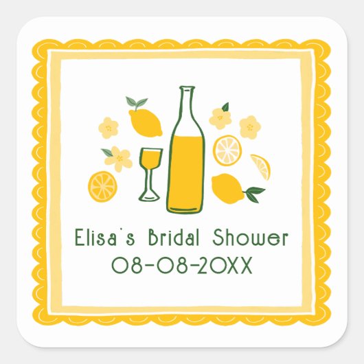 Limoncello Lemonade Lemon CUSTOM Vrijgezellenfeest Vierkante Sticker (Voorkant)