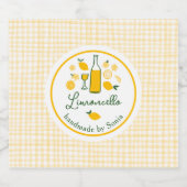 Limoncello Lemonade Lemon Gingham Handgemaakt CUST Likeurfles Etiket (Enkel label)