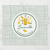 Limoncello Lemonade Lemon Gingham Handgemaakt CUST Likeurfles Etiket (Enkel label)