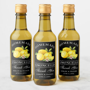 Limoncello Lemons Bedankt Black Mini Bottle Labels Wijn Etiket