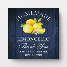 Limoncello Lemons Blue Wood Print Weddenschap Fotoplaat