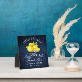 Limoncello Lemons Blue Wood Print Weddenschap Fotoplaat
