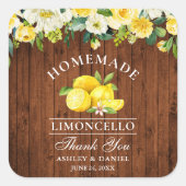 Limoncello Lemons Floral Wood Wedding Vierkante Sticker (Voorkant)