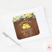 Limoncello Lemons Floral Wood Wedding Vierkante Sticker (Envelop)
