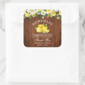 Limoncello Lemons Floral Wood Wedding Vierkante Sticker (Tas)