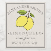 Limoncello  Lemons Label | Wijn Etiket (Enkel label)