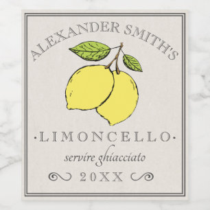 Limoncello Lemons Label Wijn Etiket