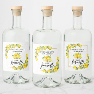 Limoncello Lemons penseelscript Likeurfles Etiket