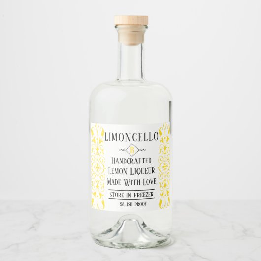 Limoncello likeur Fancy bruiloft gast gunst Likeurfles Etiket (Voorkant)