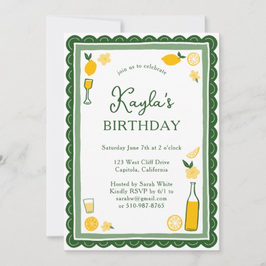 Limoncello Limonade Citroenen CUSTOM VERJAARDAGSFE Kaart (Voorkant)