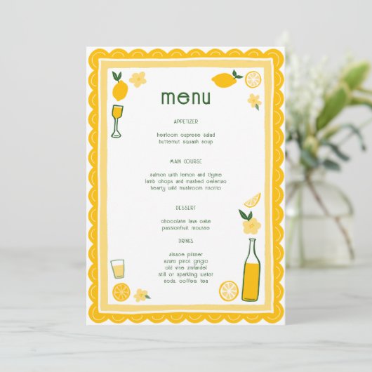 Limoncello Limonade Citroenen CUSTOM Vrijgezellenf Menu (Staand voorkant)