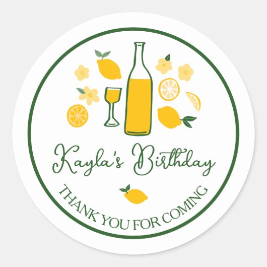 Limoncello Limonade Lemon CUSTOM Verjaardag Ronde Sticker (Voorkant)