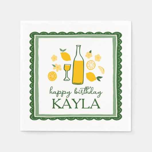 Limoncello Limonade Lemon CUSTOM Verjaardag Servet (Voorkant)