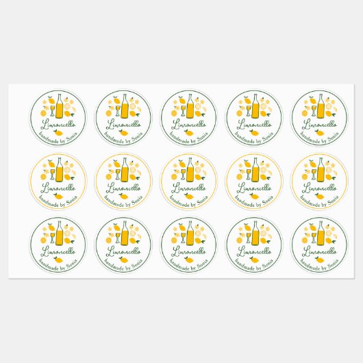Limoncello Limonade Lemon Handgemaakte Craft CUSTO Labels (Vel)