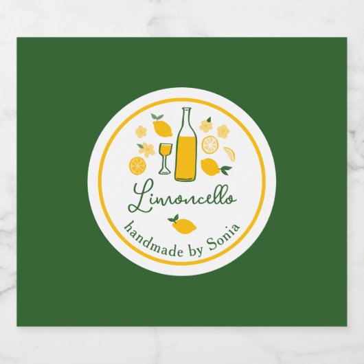 Limoncello Limonade Lemon Handgemaakte Craft CUSTO Likeurfles Etiket (Enkel label)