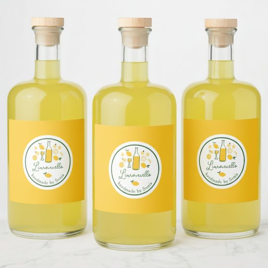 Limoncello Limonade Lemon Handgemaakte Craft CUSTO Likeurfles Etiket