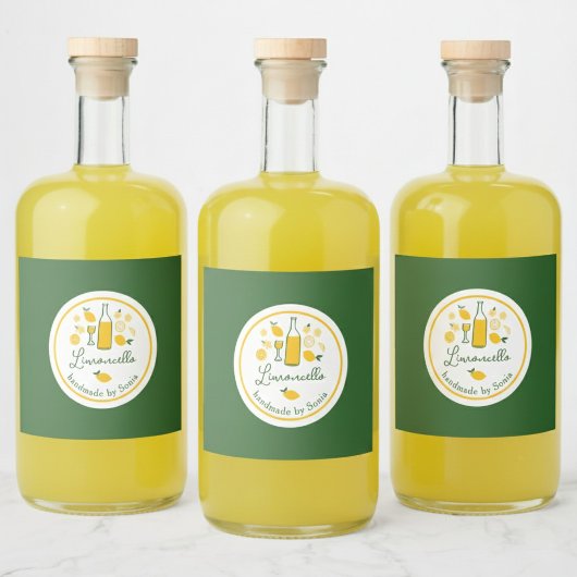 Limoncello Limonade Lemon Handgemaakte Craft CUSTO Likeurfles Etiket
