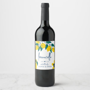 Limoncello met de hand getekende citroenlikeur wijn etiket