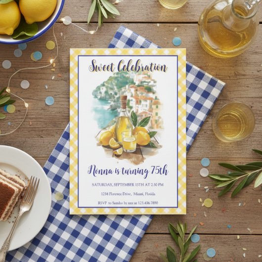 Limoncello Positano Italian Birthday Invitation Kaart